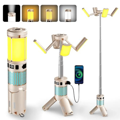 Telescopic Camping Lights with Stand, 40H Playtime, Magnetic Base - color: Gold
