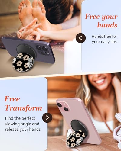 Magnetic Phone Grip, Cute Finger Grip Phone Stand, Small Flower - color: Small Flower