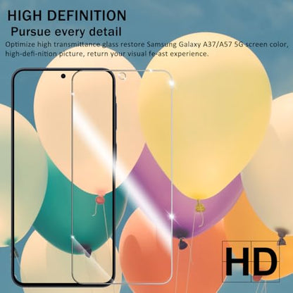 Galaxy A57 / A37 HD Clear Tempered Glass Screen Protector + Camera Lens Protectors, [2+2 Pack] [3D Glass] [Anti-Glare] [Bubble-Free] Screen Protector Glass For Samsung Galaxy A57 / A37 - size: Galaxy A57/A37