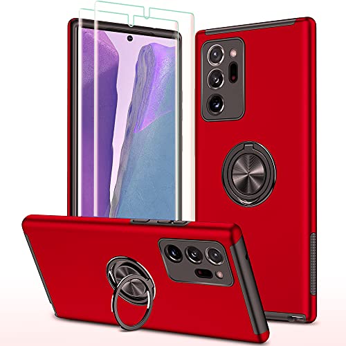 for Samsung Galaxy Note 20 Ultra Case With Self Healing Flexible TPU Screen Protective [2 Pack], Military Grade Invisible Kickstand for Note 20 Ultra 5G - Red - color: YX-Red