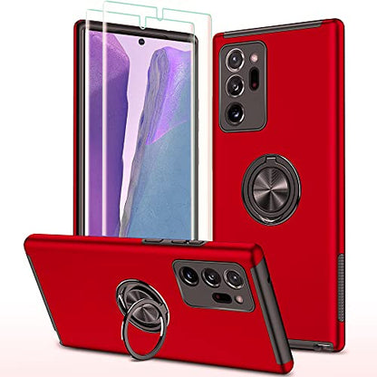 for Samsung Galaxy Note 20 Ultra Case With Self Healing Flexible TPU Screen Protective [2 Pack], Military Grade Invisible Kickstand for Note 20 Ultra 5G - Red - color: YX-Red