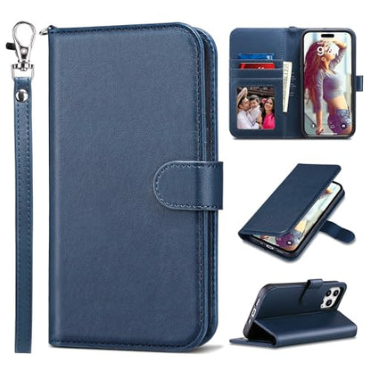 ULAK Compatible with iPhone 15 Pro Max Wallet Case, Blue | for Women with Credit Card Holders, Designed Flip PU Leather Kickstand Shockproof Protective Cover - color: Navy Blue, size: iPhone 15 Pro Max - 6.7 inch