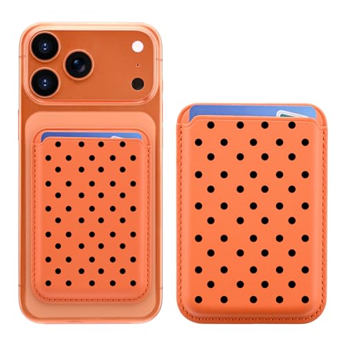 for Magsafe Card Holder | Black Polka Dot Leather Magnetic Wallet - color: Polka Dot B