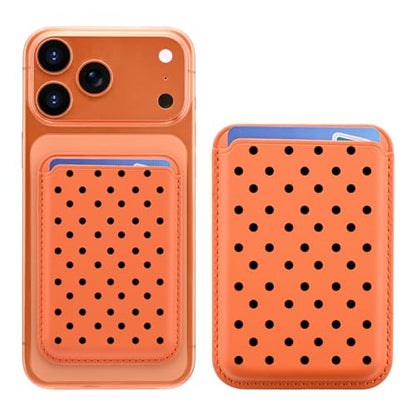 for Magsafe Card Holder | Black Polka Dot Leather Magnetic Wallet - color: Polka Dot B