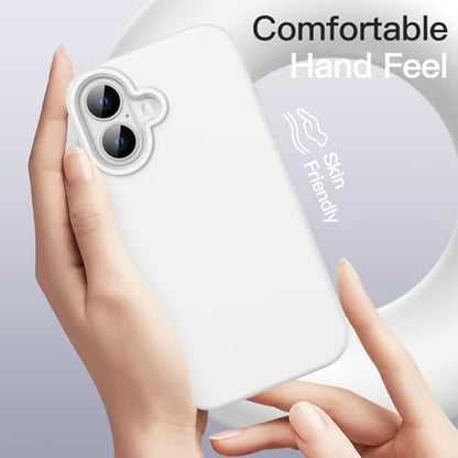 JETech Silicone Case for iPhone 16, White | Silky Soft Touch, Shockproof Protection, Scratch Resistant, Microfiber Lining - color: White, size: iPhone 16