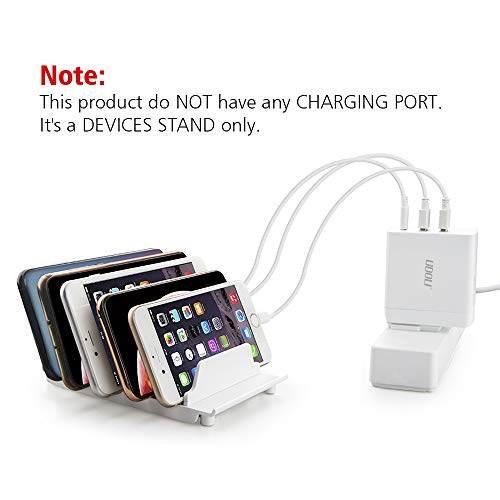 Adjustable Universal Cell Phone Dock Stand Holder, Tablet Organizer Multi Device Desktop Stand for iPhone Samsung Galaxy Google Nexus Kindle - No Charging Port (White) - color: White