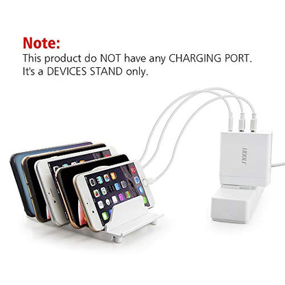 Adjustable Universal Cell Phone Dock Stand Holder, Tablet Organizer Multi Device Desktop Stand for iPhone Samsung Galaxy Google Nexus Kindle - No Charging Port (White) - color: White