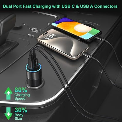 6 Pack USB C Car Charger, Bangfun 38W Dual 12V USB-C & USB-A Car Charger