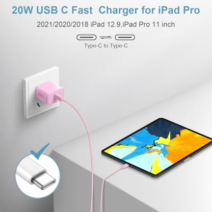iPhone 17 16 15 Charger Fast Charging 3 Pack USB C Charger Block - color: Pink, size: 6FT