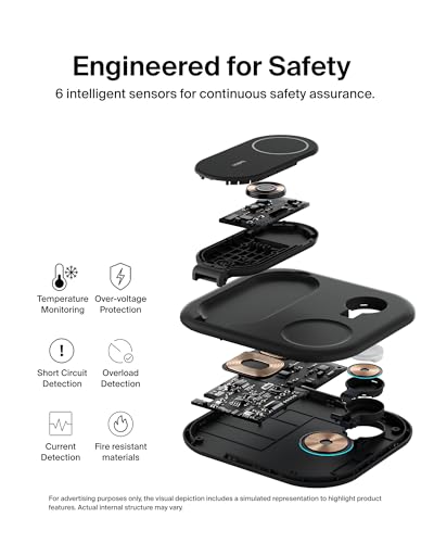 Belkin Qi2 Magnetic Wireless Charging Station, 3 in 1 Foldable Charger - color: Black