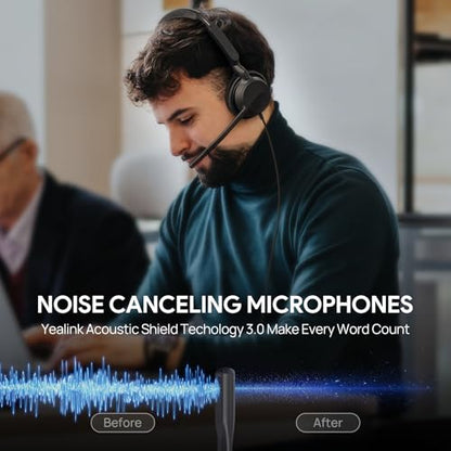Yealink UH42 USB-C/A Wired Headset,AI Noise Cancelling Mic,in-Line Controls - color: Dual-Ear (UC), size: USB-C/A