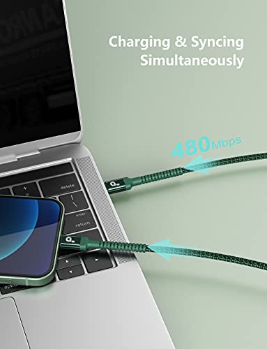 USB C to Lightning Cable 6FT 2Pack USB-C Fast Charger Cable Mfi Certified - color: Green, size: 6FT, style: USB C to Lightning