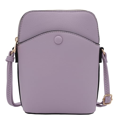 Small Crossbody Bag with Gold Hardware, Mini Shoulder Purse with Adjustable Strap - color: Lavender