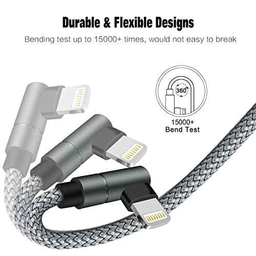 USB-C to Lightning Cable 10ft 90 Degree MFi Nylon Braided Cord - size: 10 FT