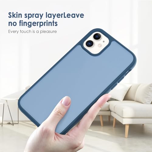 TENOC Phone Case Compatible with iPhone 11, Dark Blue Case Translucent Protective Bumper Matte Hard Back Cover for 6.1 Inch - color: Dark Blue, size: iPhone 11