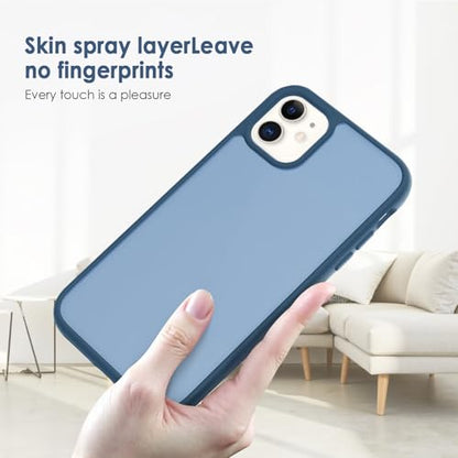 TENOC Phone Case Compatible with iPhone 11, Dark Blue Case Translucent Protective Bumper Matte Hard Back Cover for 6.1 Inch - color: Dark Blue, size: iPhone 11