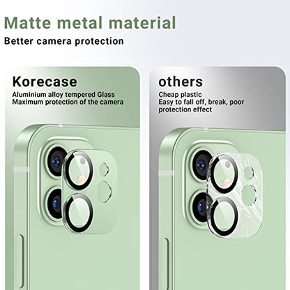 Korecase 2 Pack Camera Lens Protector for iPhone 12 Rear Metal Camera Lens Cover Tempered Glass Film, Strong Adhesion, 9H Hardness Scratch Resistant Case Friendly - Red - color: Red