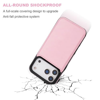 ONETOP for iPhone 17 Pro Max Wallet Case with Credit Card Holder,Pink | Kickstand,ID/Cash Holder,Case Wallet with Card Slots,Double Magnetic Clasp,Durable PU Leather Shockproof Cover for Women Men - color: Pink