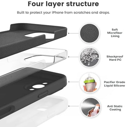 Vooii Compatible with iPhone 16 Pro Case, Liquid Silicone Upgrade [Camera Protection] [Soft Anti-Scratch Microfiber Lining] Shockproof Phone Case for iPhone 16 Pro 6.3 inch - Black - color: Black, size: iPhone 16 Pro