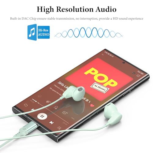 APETOO USB C Headphones for iPhone 18 Pro Max 17 16 15/iPad Air Earbuds - color: Mint Green
