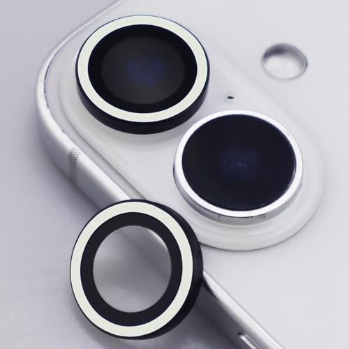 Luminous Camera Lens Protector for iPhone 17 Metal Ring Tempered Glass Glow in The Dark Lens Cover (2PCS) (White, for iPhone 17) - color: White