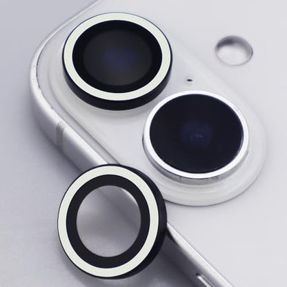 Luminous Camera Lens Protector for iPhone 17 Metal Ring Tempered Glass Glow in The Dark Lens Cover (2PCS) (White, for iPhone 17) - color: White