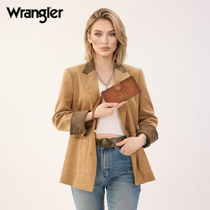 X Wrangler Wallets Women Minimalist Wristlet Wallets, Card Cases & Money Organizers Wallet Bifold with Phone Pocket - color: Brown
