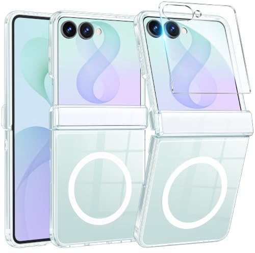 FNTCASE for Samsung Galaxy Z Flip 8 Case: [Hinge Protection + Screen Protector] [Fit for Magsafe] Military Grade Drop Proof, Transparent Clear Protective Phone Cover - Clear - color: Clear, size: Samsung Z Flip 8 (6.9 Inch)