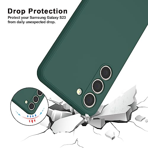 Vanjua Case for Samsung Galaxy S23 (Only), Stylish Liquid Silicone Slim Full-Body Protective Cover Compatible with Samsung Galaxy S23 5G 6.1 Inch Phone Case (Dark Green) - color: Dark Green