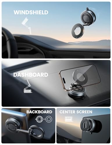 Lamicall for MagSafe Car Mount 70LBS Vacuum Suction Dashboard & Windshield - color: Black