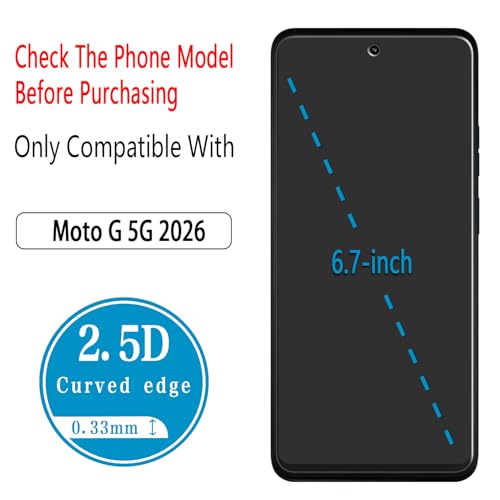 2 Pack Screen Protector for Motorola Moto G 5G 2026 Tempered Glass - color: Clear-Moto G 5G 2026