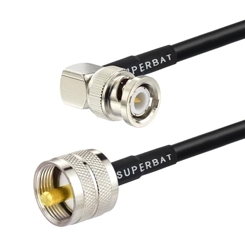 Superbat PL259 to BNC Cable UHF Male to BNC Male RG58 Coax Cable 10ft - size: 10ft, style: bnc to pl259