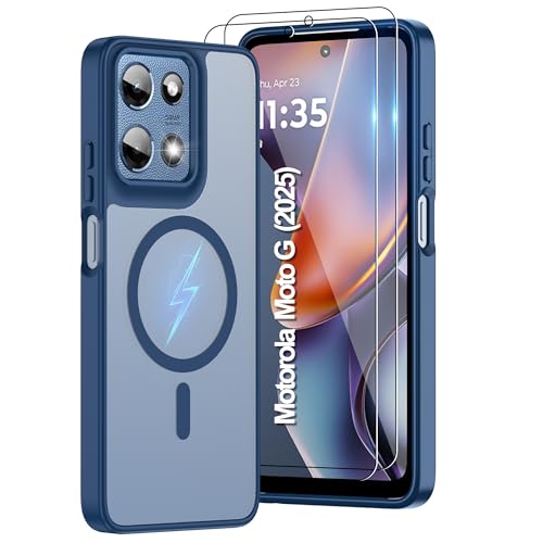 Pilaru Magnetic for Motorola Moto G 5G 2025/2026 & Moto G Play 2026 Case with Screen Protector (Built-in Magnets) (Military Grade Drop Protection) Slim Translucent Matte Shockproof for Moto G Blue - color: Dark blue, size: Moto G 5G 2025/2026 & G Play 202