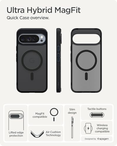 Spigen for Pixel 10/10 Pro Case, Ultra Hybrid MagFit [Anti-Yellowing] [Compatible with MagSafe] - Frost Black - color: Mag Frost Black, size: Pixel 10/Pro
