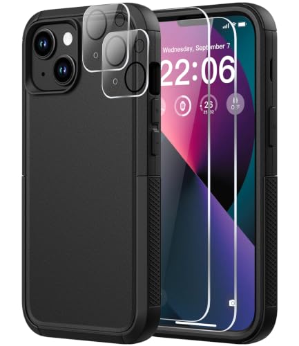 Diverbox for iPhone 13 Case [Compatible with MagSafe] [with Screen Protector ] [Shockproof] [Dropproof] Heavy Duty Protection Phone Case for Apple i Phone 13 (Black) - color: Black, size: iPhone 13