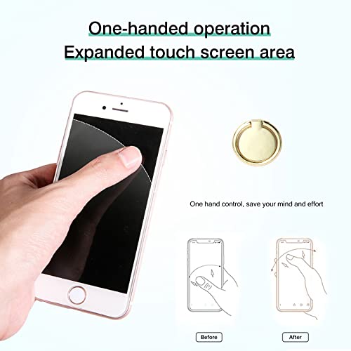 [2 Pack] Round Ultra-thin Cell Phone Ring Holder Stand,360 Degree Rotation and 180 Degree Adjustable Finger Ring Kickstand with Polished Metal Phone Grip (Gold)
