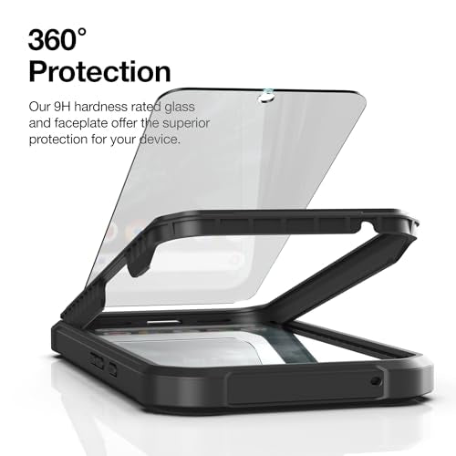Encased for Samsung Galaxy A35 5G Phone Case with Belt Clip Holster and Screen Protector (Tempered Glass) Heavy-Duty Protective Rugged Cover (Falcon Series), Black