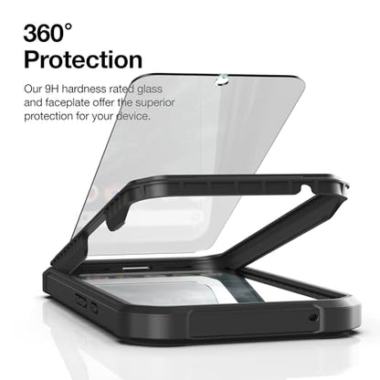 Encased for Samsung Galaxy A35 5G Phone Case with Belt Clip Holster and Screen Protector (Tempered Glass) Heavy-Duty Protective Rugged Cover (Falcon Series), Black