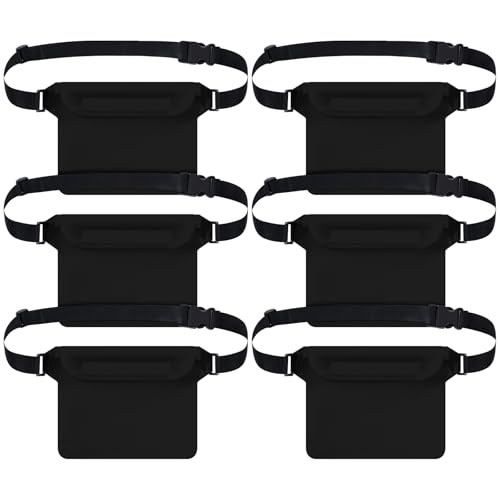 6 Pcs Waterproof Pouch Dry Bag Fanny Pack for Beach Swimming,Black | Dry Bag Purse for Phone, Wallet Reusable Lightweight Belt Pouch, Water Wallet for Kayaking Boating Travel Water Activity - color: Black