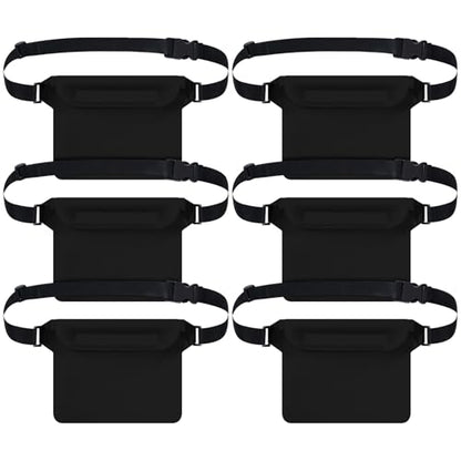 6 Pcs Waterproof Pouch Dry Bag Fanny Pack for Beach Swimming,Black | Dry Bag Purse for Phone, Wallet Reusable Lightweight Belt Pouch, Water Wallet for Kayaking Boating Travel Water Activity - color: Black