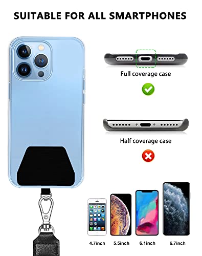 SHANSHUI 2 Pack Phone Lanyard, 4X Durable Pads Universal Nylon Cell Phone Neck & Crossbody Adjustable Cell Phone Lanyard Tether Fit All Smartphones - color: Blackgrey X2, size: 23inch