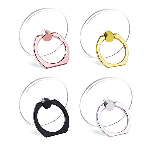 Cell Phone Ring Holder Stand Transparent Finger Grip Loop 360 Degree Rotation Finger Ring Stand (Black Sliver Gold Rose Gold (Round)) - color: Black Sliver Gold Rose gold (Round)