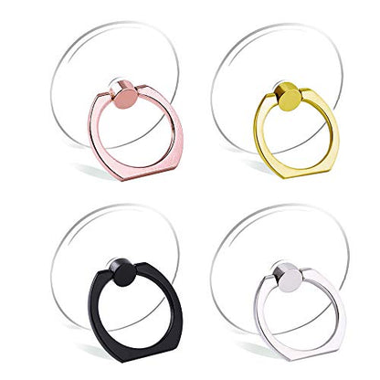Cell Phone Ring Holder Stand Transparent Finger Grip Loop 360 Degree Rotation Finger Ring Stand (Black Sliver Gold Rose Gold (Round)) - color: Black Sliver Gold Rose gold (Round)