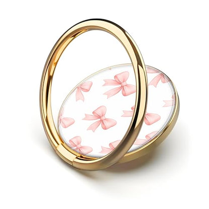 Cell Phone Ring Holder, Cute Metal Phone Grip Stand Finger Ring Kickstand, Flexible 360°Rotation Phone Tablet Case Accessories Compatible with Most Phones Cute Pink Bowtie - color: Cute Pink Bowtie