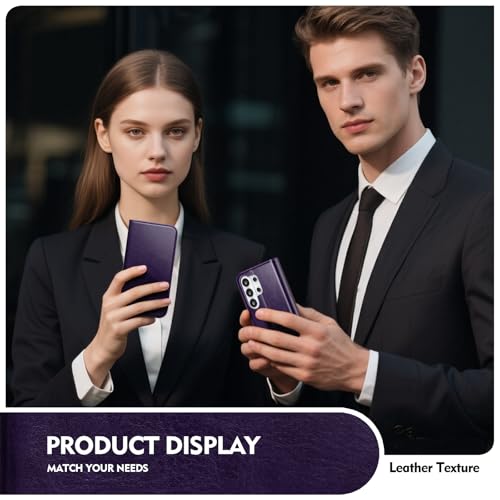 Compatible with Samsung Galaxy S25 Ultra Case Wallet with Card Holder [4 Card Slots] Kickstand [RFID Blocking] PU Leather Phone Case Flip Folio Protective Cover TPU Shockproof,Purple - color: Purple, size: Samsung Galaxy S25 Ultra