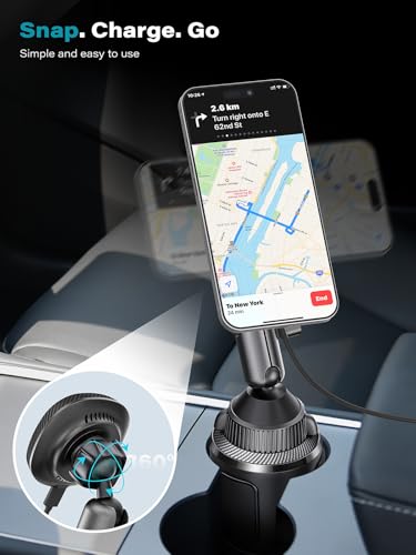 EXELIQ for Qi2 15W Magsafe Car Mount Charger, Magnetic Car Cup Phone Holder