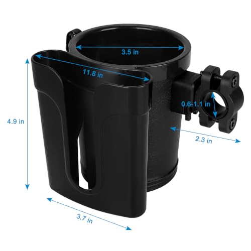 Accmor 3-in-1 Bike Cup Holder with Cell Phone Keys Holder, Bike Water Bottle Holders, Universal Bar Drink Cup Can Holder for Bicycles, Motorcycles, Scooters - color: Black-New Style