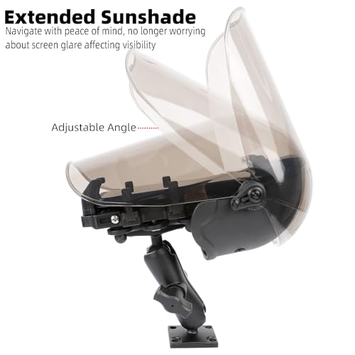 Universal Phone Mount Holder for Boat Motorcycle, with Vibration Dampener, Sun Shade, Aluminum Square Base & Medium Arm - Sunproof & Rainproof, Fits 4.7-7.2'' Smartphones