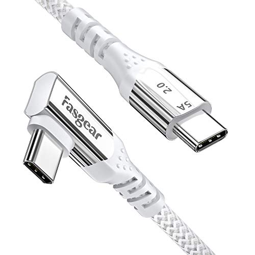 Fasgear USB C to USB C Cable 90 Degree, 10ft, Grey - color: Grey, size: 10 ft