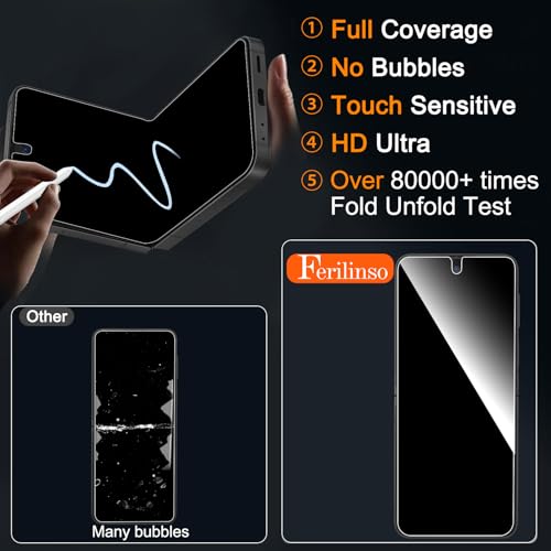 Ferilinso 2 Pack Privacy Screen Protector for Samsung Galaxy Z Flip 7 | 9H+ Tempered Glass Back&Camera Lens Protectors, Military-Grade Shatterproof, Case Friendly, Easy Installation Bubble Free - size: Samsung Galaxy Z Flip 7-Black